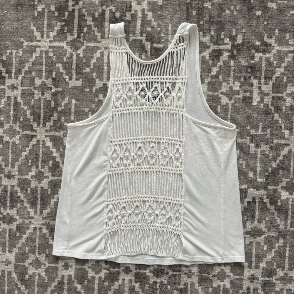Poof! White Crochet Detail Tank Top